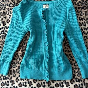Vintage Bass Turquoise Women's Cardigan Sweater